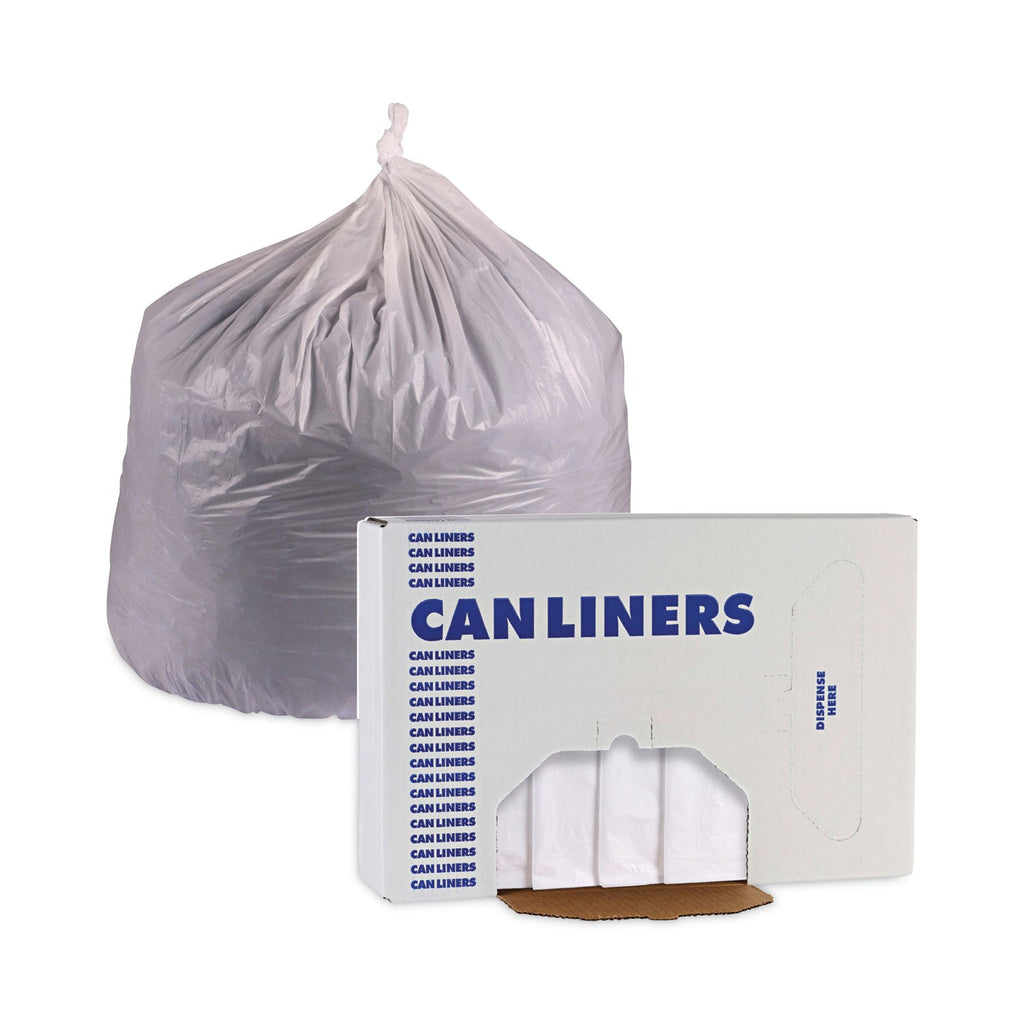 Boardwalk Linear Low Density Industrial Can Liners, 60 gal, 0.7 mil, 38 x 58, White, 100/Carton