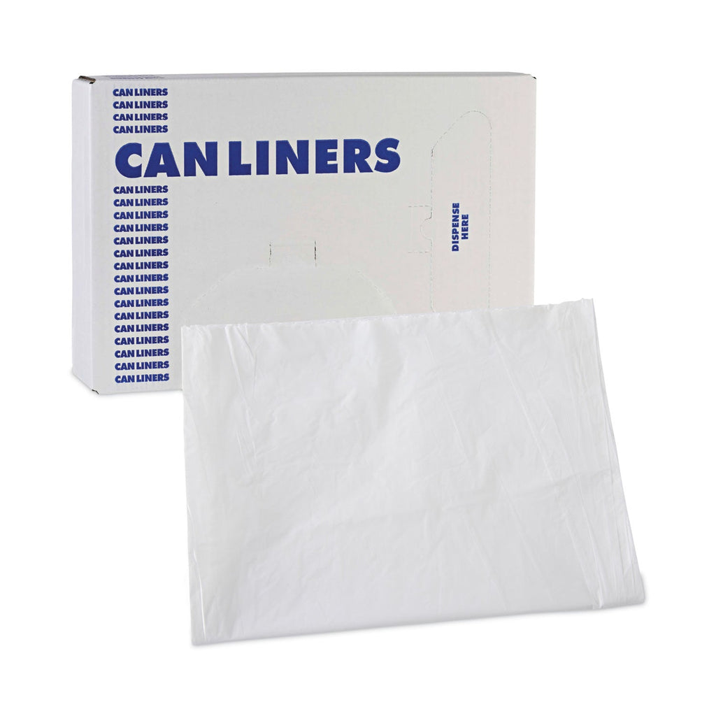 Boardwalk Linear Low Density Industrial Can Liners, 60 gal, 0.7 mil, 38 x 58, White, 100/Carton