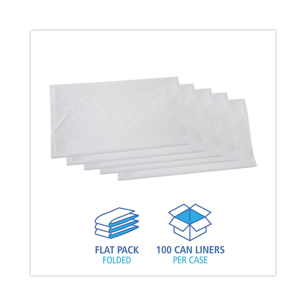 Boardwalk Linear Low Density Industrial Can Liners, 45 gal, 0.9 mil, 40 x 46, White, 100/Carton