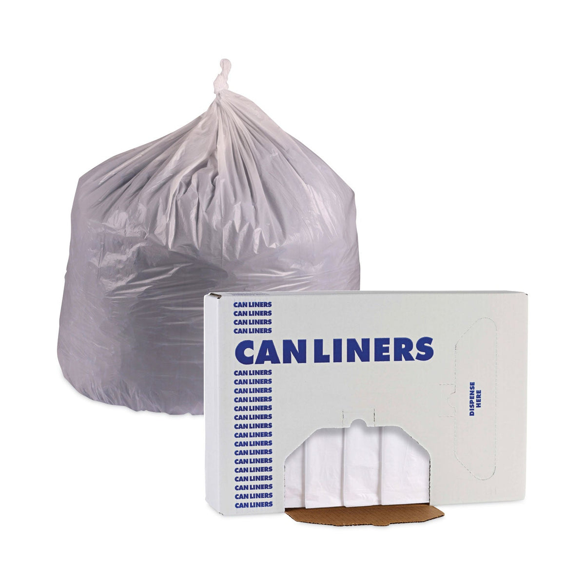 Boardwalk Linear Low Density Industrial Can Liners, 45 gal, 0.9 mil, 40 x 46, White, 100/Carton