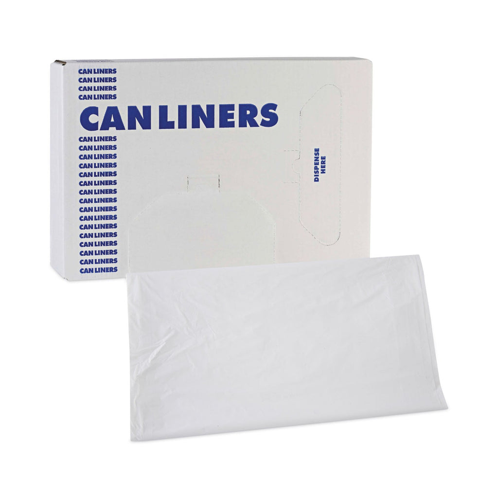 Boardwalk Linear Low Density Industrial Can Liners, 45 gal, 0.9 mil, 40 x 46, White, 100/Carton