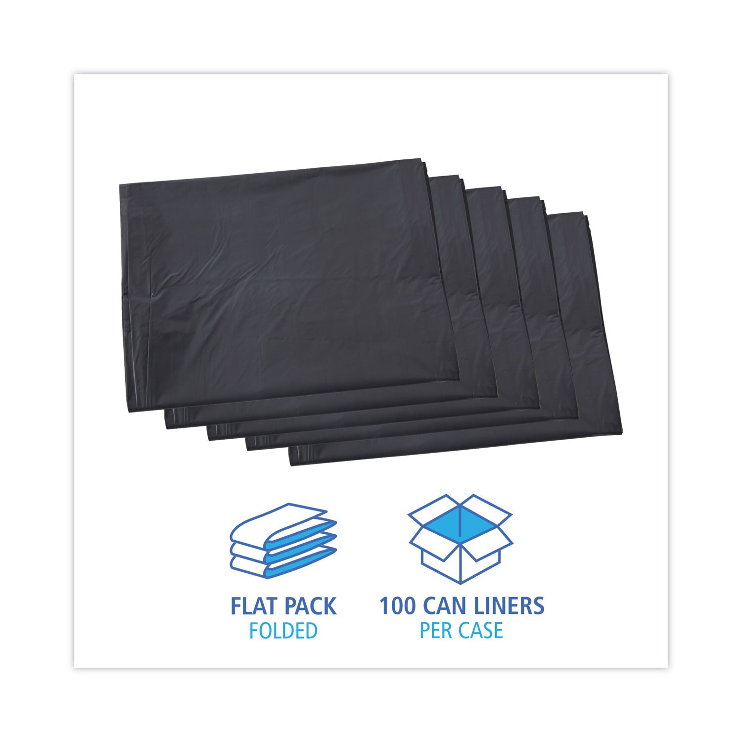 Boardwalk Linear Low Density Industrial Can Liners, 60 gal, 1.1 mil, 38 x 58, Gray, 100/Carton