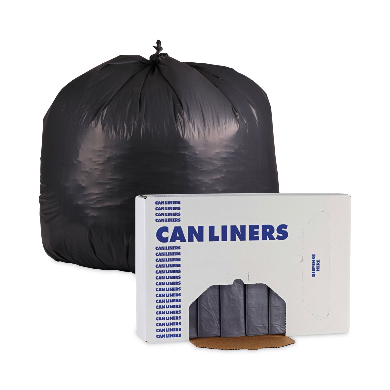 Boardwalk Linear Low Density Industrial Can Liners, 60 gal, 1.1 mil, 38 x 58, Gray, 100/Carton