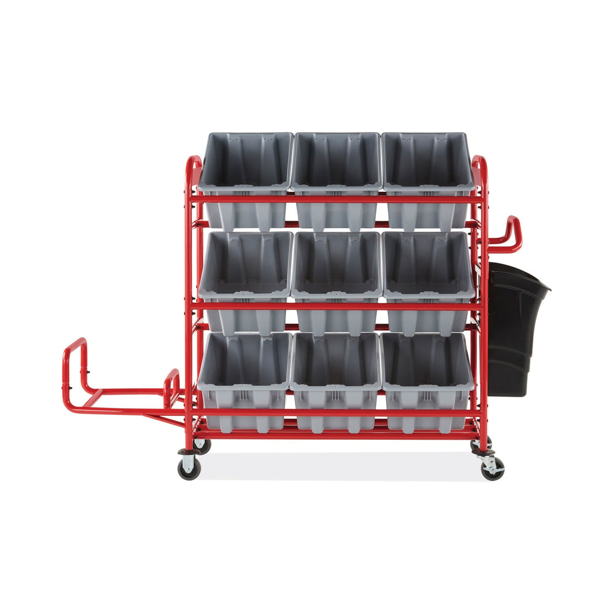 Rubbermaid Tote Picking Cart Storage Bracket, For Use w/Rubbermaid Commercial Tote Picking Cart, Tubular Steel, 18.5 x 21.7 x 13.9, Red