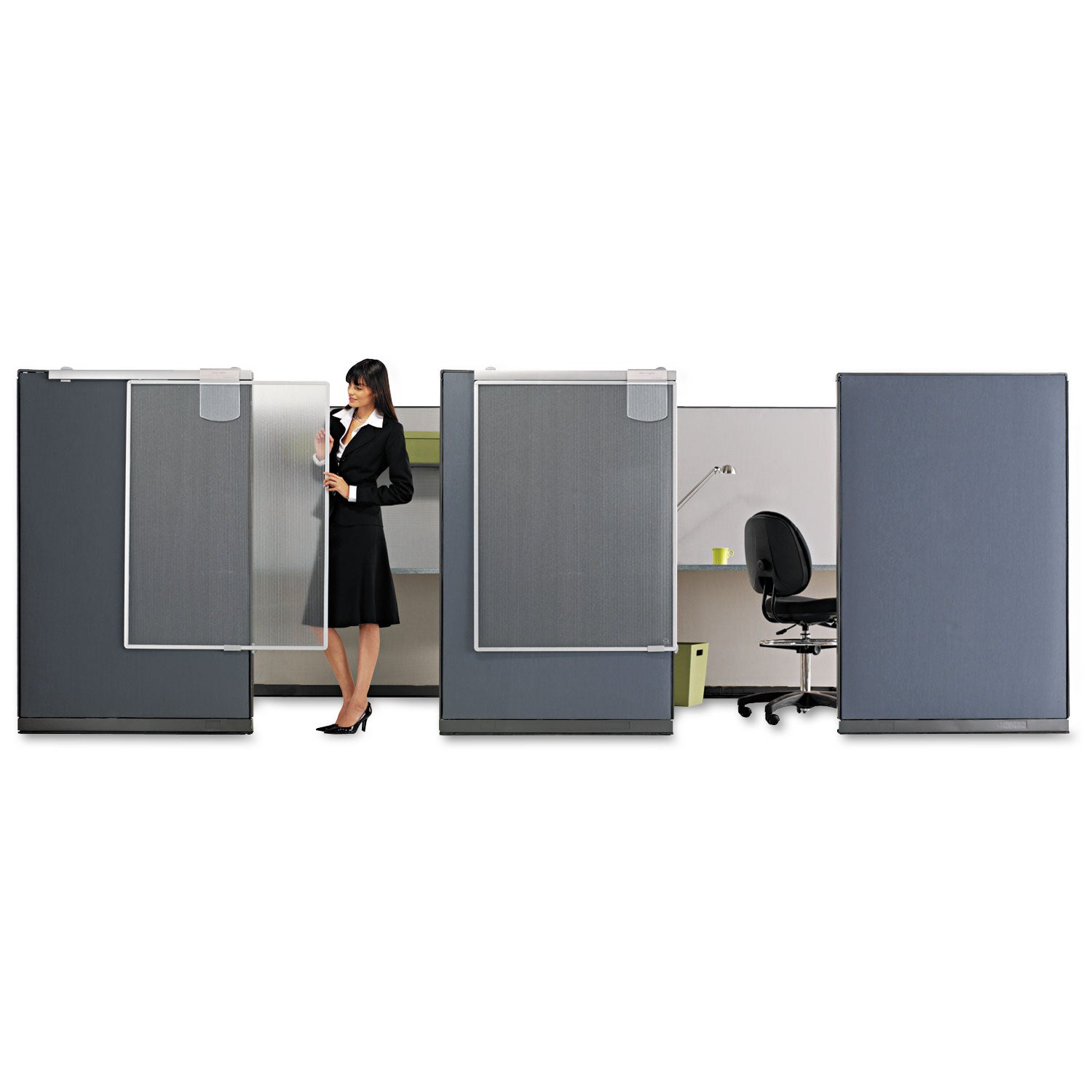 Quartet Workstation Privacy Screen, 36w x 48d, Translucent Clear/Silver