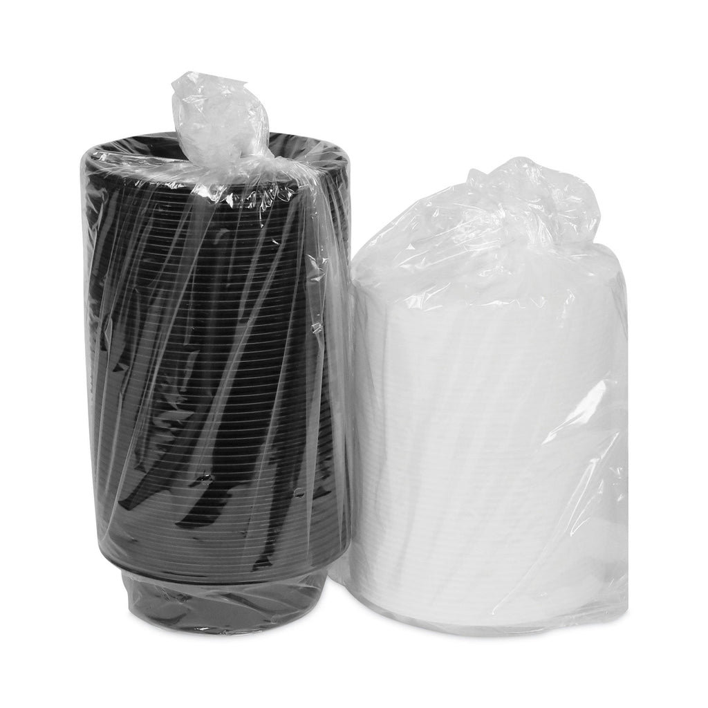 Pactiv Evergreen Newspring VERSAtainer Microwavable Containers, 16 oz, 6" Diameter, Black/Clear, Plastic, 150/Carton