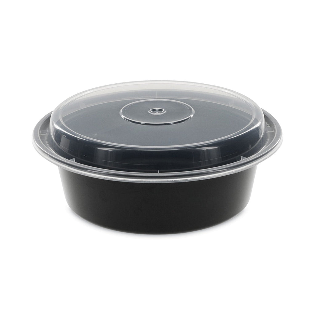 Pactiv Evergreen Newspring VERSAtainer Microwavable Containers, 32 oz, 7 Diameter x 2 h, Black/Clear, Plastic, 150/Carton