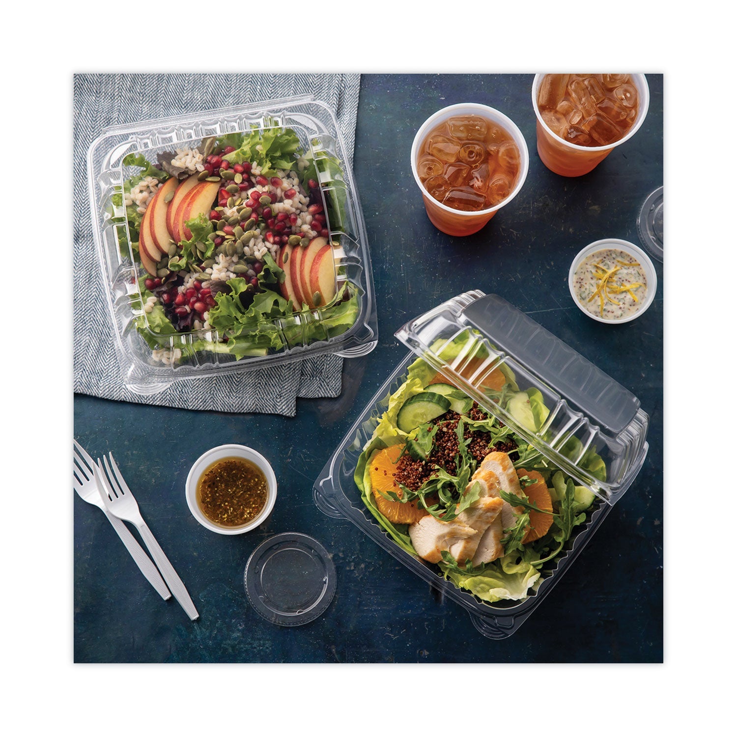 Pactiv Evergreen SENSATION SmartLock Hinged Lid Container, 9.21 x 8.87 x 3.07, Clear, Plastic, 200/Carton