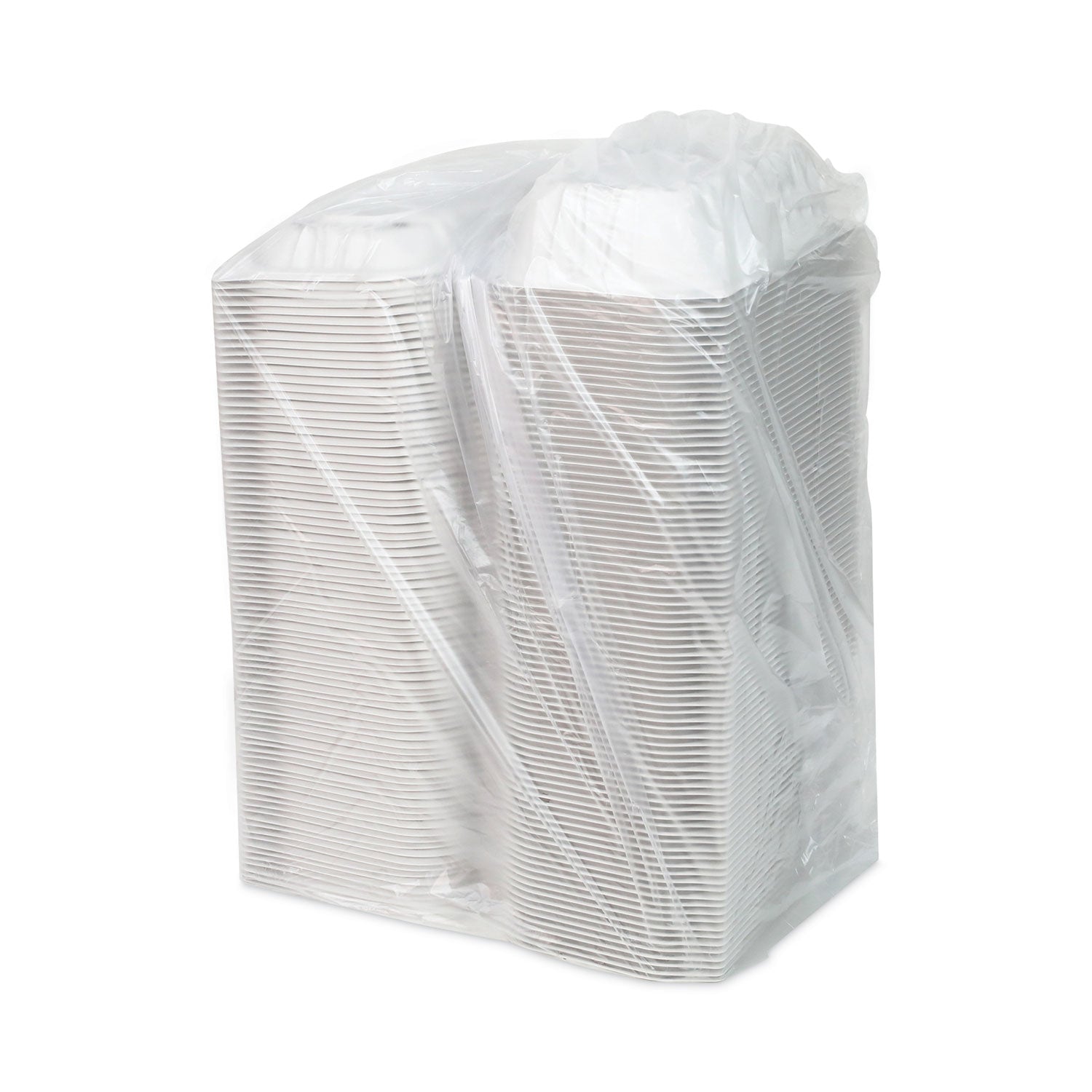 Pactiv Evergreen EarthChoice Vented Microwavable MFPP Hinged Lid Container, 9 x 6 x 3.1, White, Plastic, 170/Carton