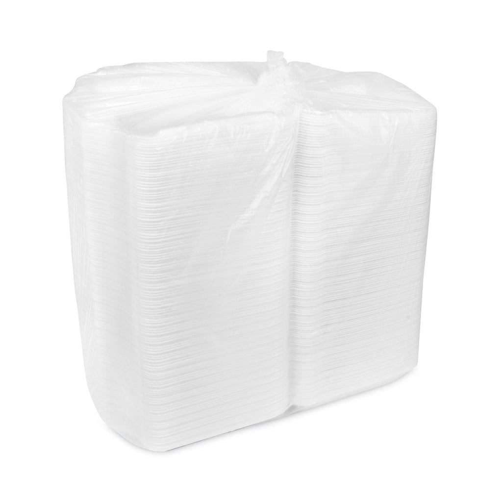 Pactiv Evergreen SmartLock Foam Hinged Lid Container, Large, 9 x 9.13 x 3.25, White, 150/Carton