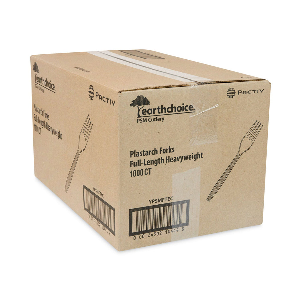Pactiv Evergreen EarthChoice PSM Cutlery, Heavyweight, Fork, 6.88", Tan, 1,000/Carton