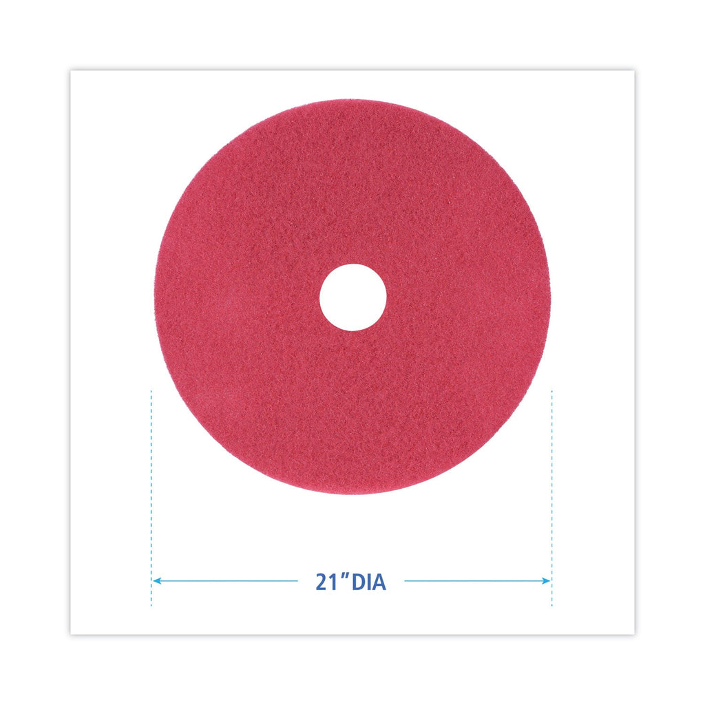 Boardwalk Buffing Floor Pads, 21" Diameter, Red, 5/Carton