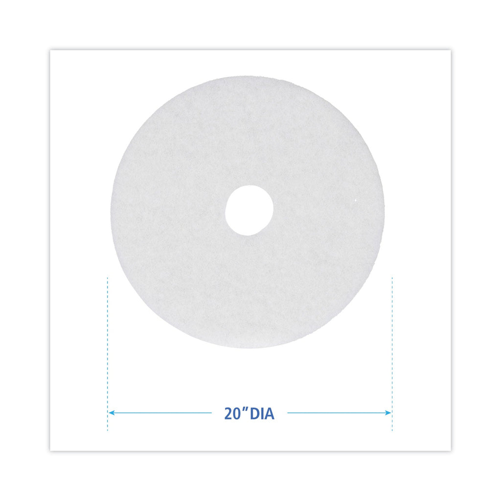 Boardwalk Polishing Floor Pads, 20" Diameter, White, 5/Carton
