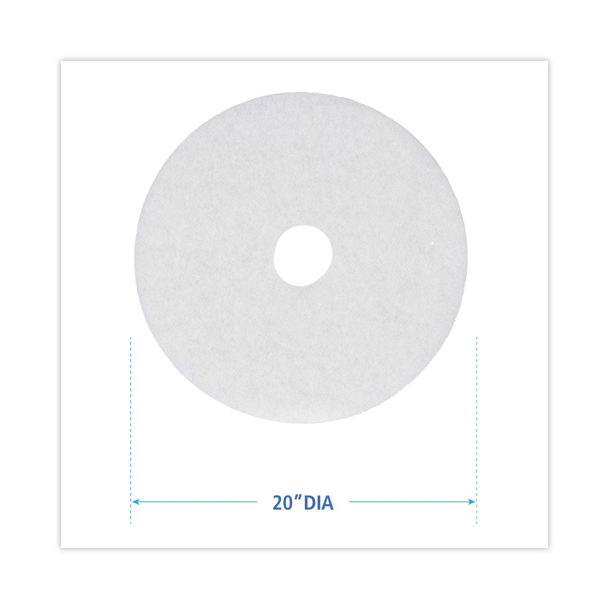 Boardwalk Polishing Floor Pads, 20" Diameter, White, 5/Carton