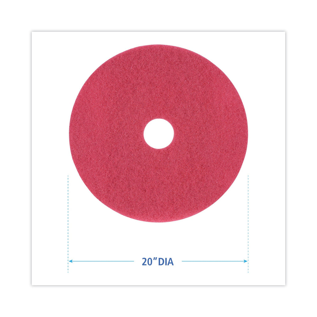Boardwalk Buffing Floor Pads, 20" Diameter, Red, 5/Carton
