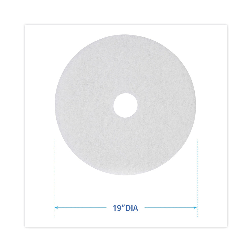 Boardwalk Polishing Floor Pads, 19" Diameter, White, 5/Carton