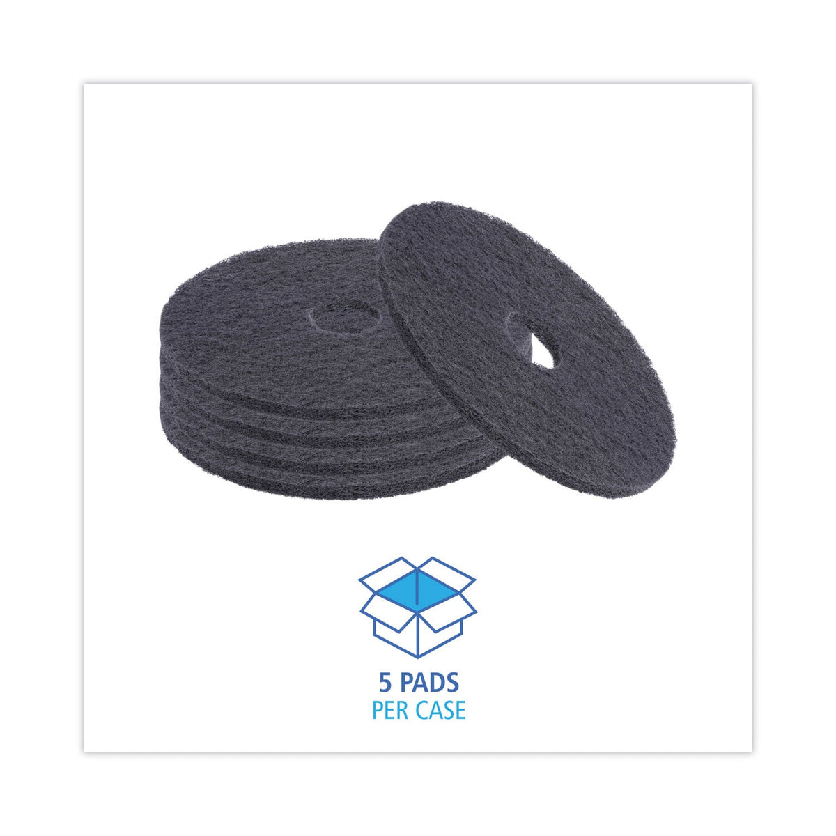 Boardwalk Stripping Floor Pads, 19" Diameter, Black, 5/Carton