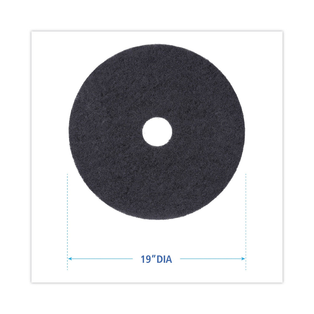 Boardwalk Stripping Floor Pads, 19" Diameter, Black, 5/Carton