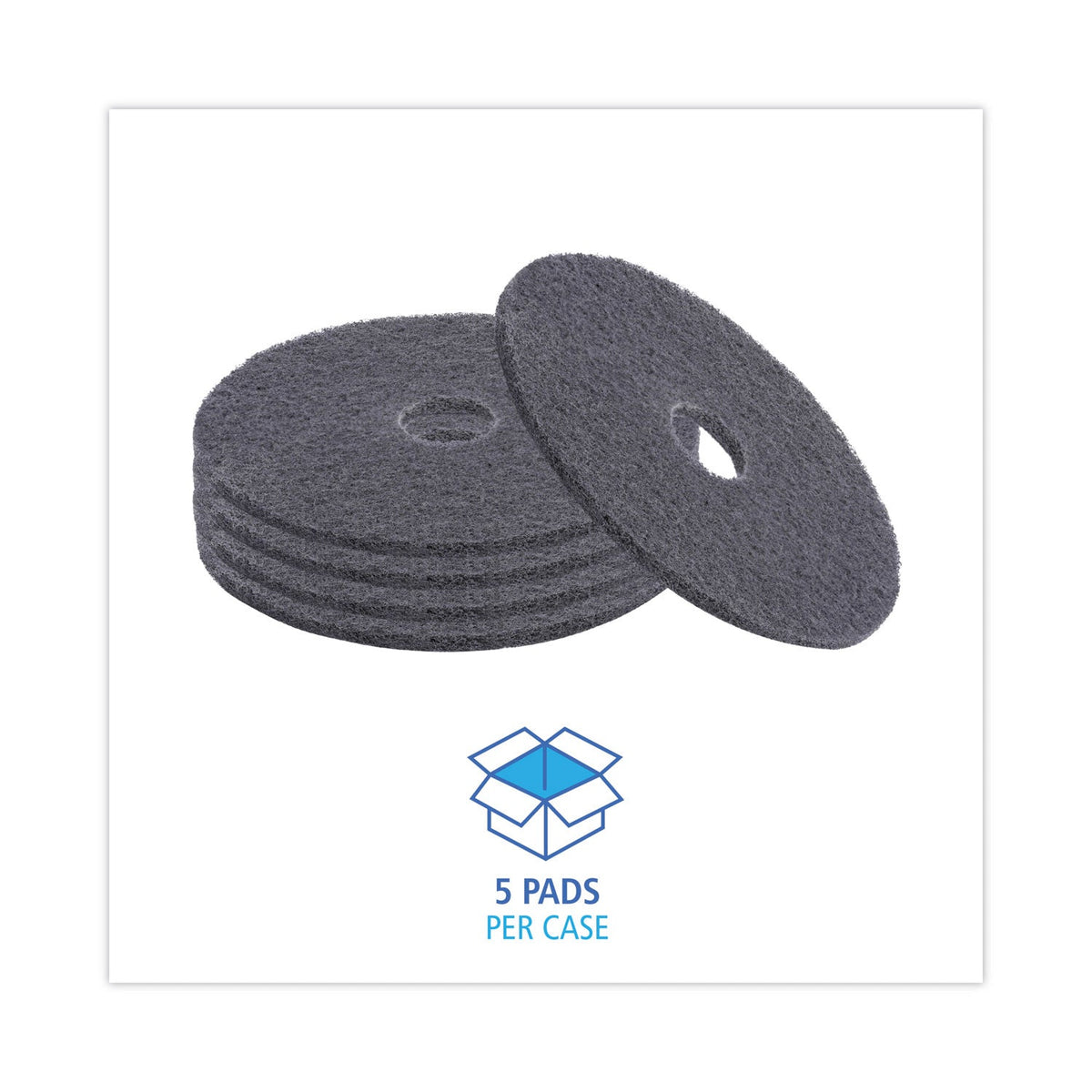 Boardwalk High Performance Stripping Floor Pads, 17" Diameter, Black, 5/Carton