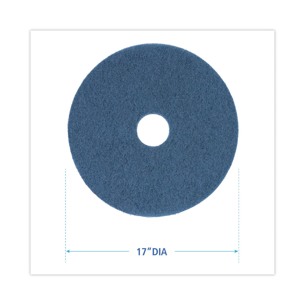 Boardwalk Scrubbing Floor Pads, 17" Diameter, Blue, 5/Carton