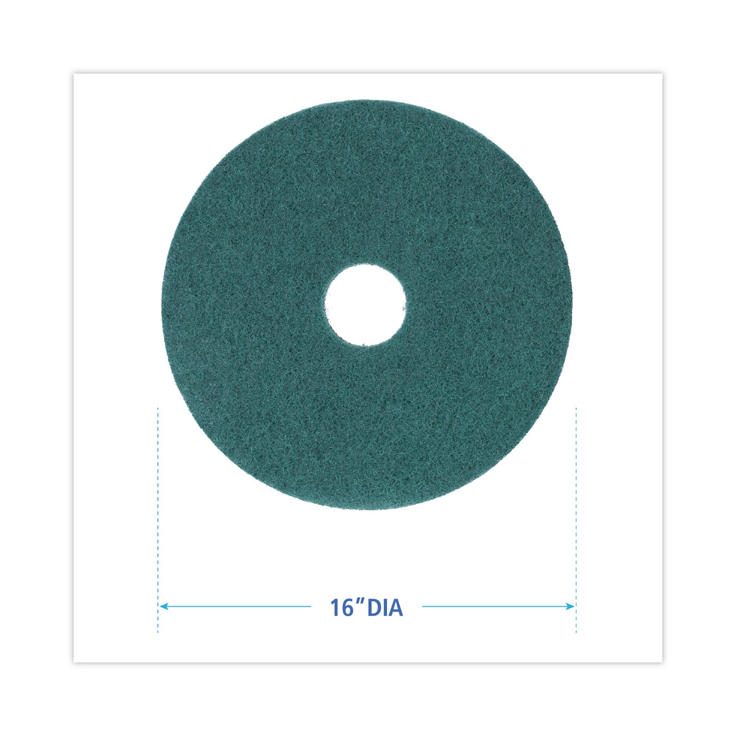 Boardwalk Heavy-Duty Scrubbing Floor Pads, 16" Diameter, Green, 5/Carton