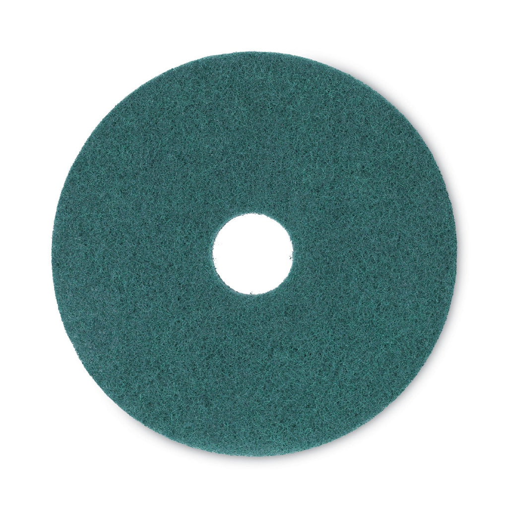 Boardwalk Heavy-Duty Scrubbing Floor Pads, 16" Diameter, Green, 5/Carton