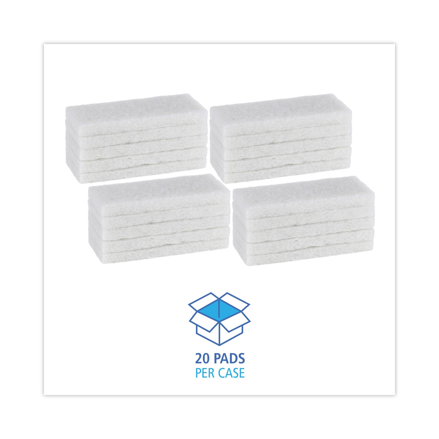 Boardwalk Light Duty Scour Pad, 4.63  x 10, White, 20/Carton