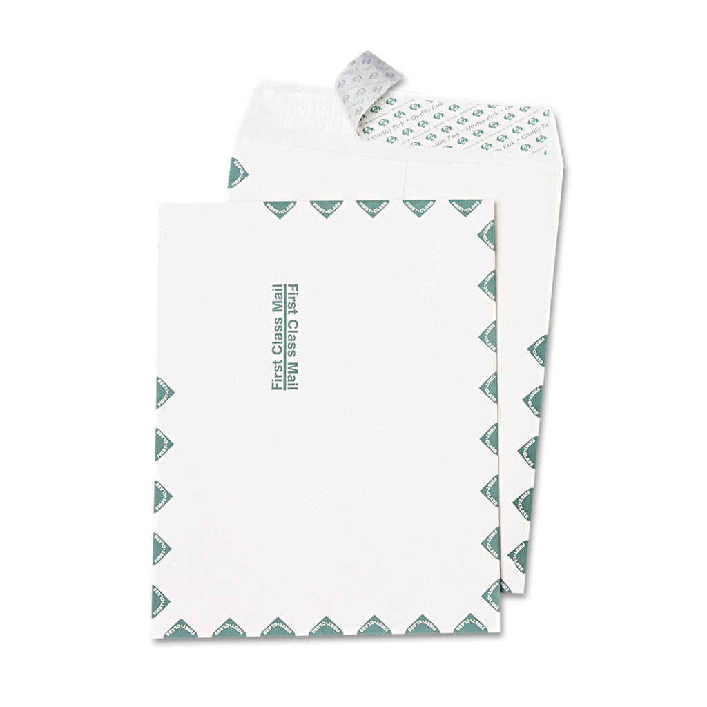 Quality Park Redi-Strip Catalog Envelope, First Class, #13 1/2, Cheese Blade Flap, Redi-Strip Adhesive Closure, 10 x 13, White, 100/Box