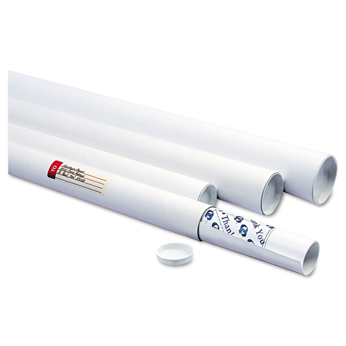 Quality Park White Mailing Tubes, 24" Long, 3" Diameter, White, 25/Carton