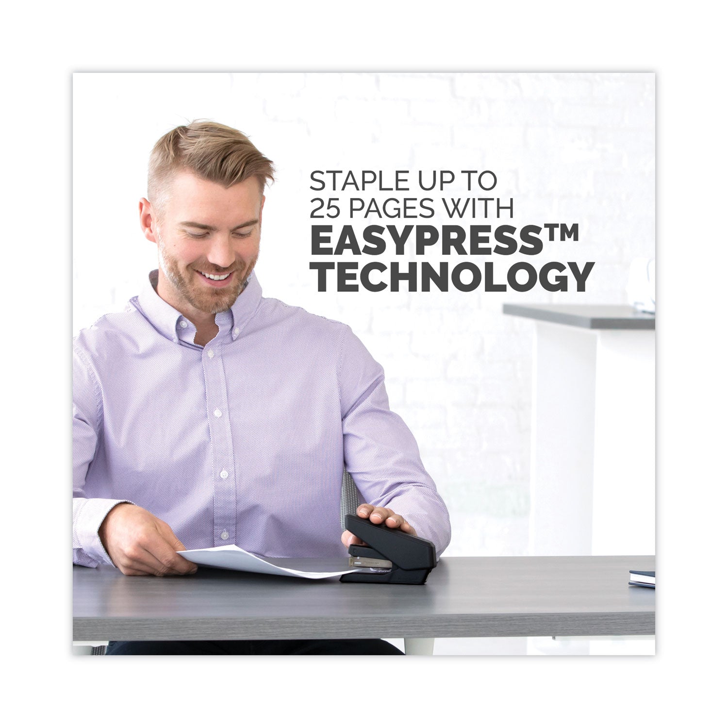 Fellowes LX840 EasyPress Half Strip Stapler, 25-Sheet Capacity, Black