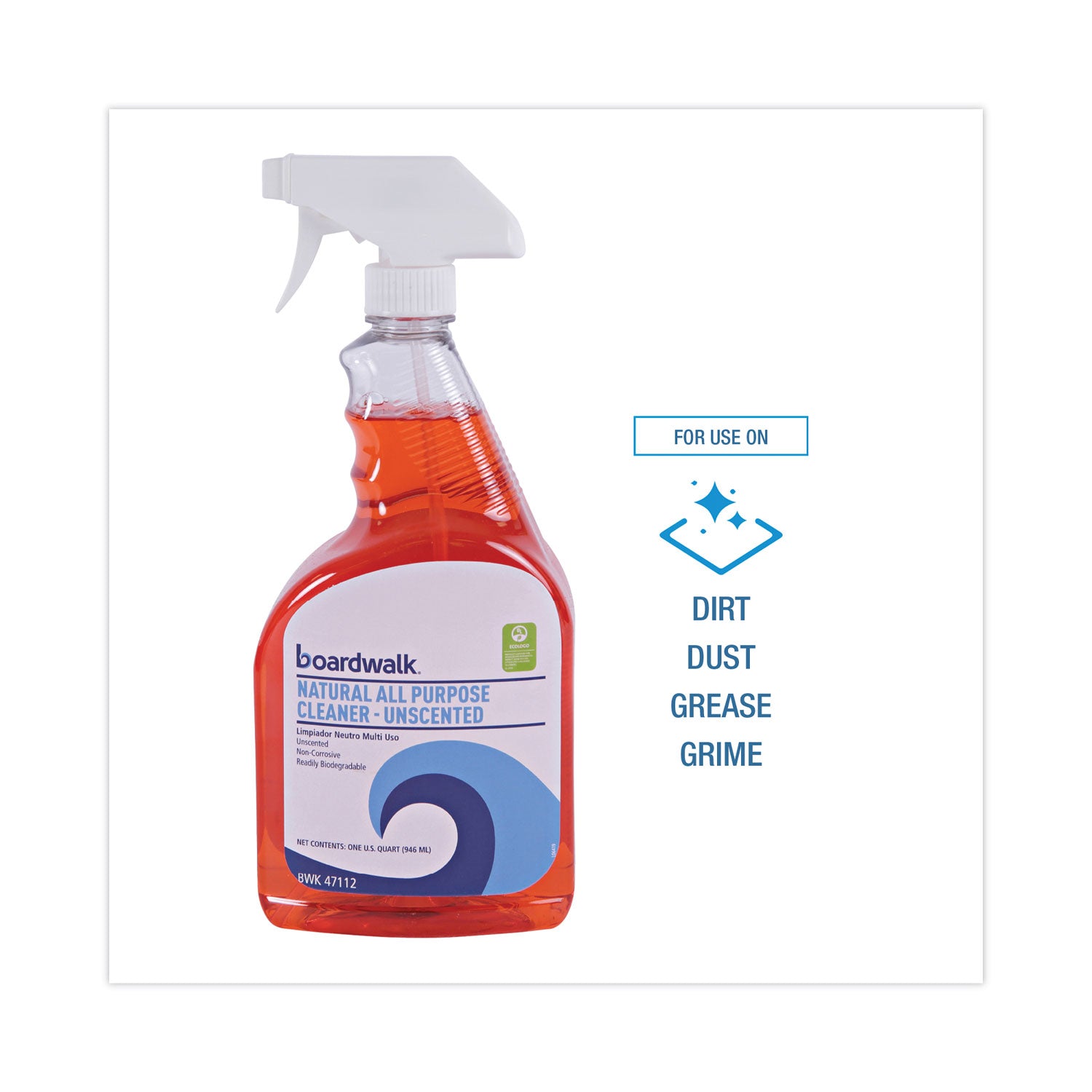 Boardwalk Natural All Purpose Cleaner, Unscented, 32 oz Spray Bottle, 12/Carton
