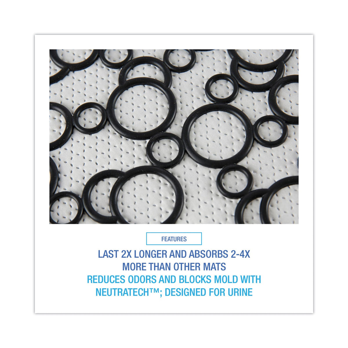 Boardwalk Urinal Mat 2.0, Rubber, 17.5 x 20, Black/White, 6/Carton