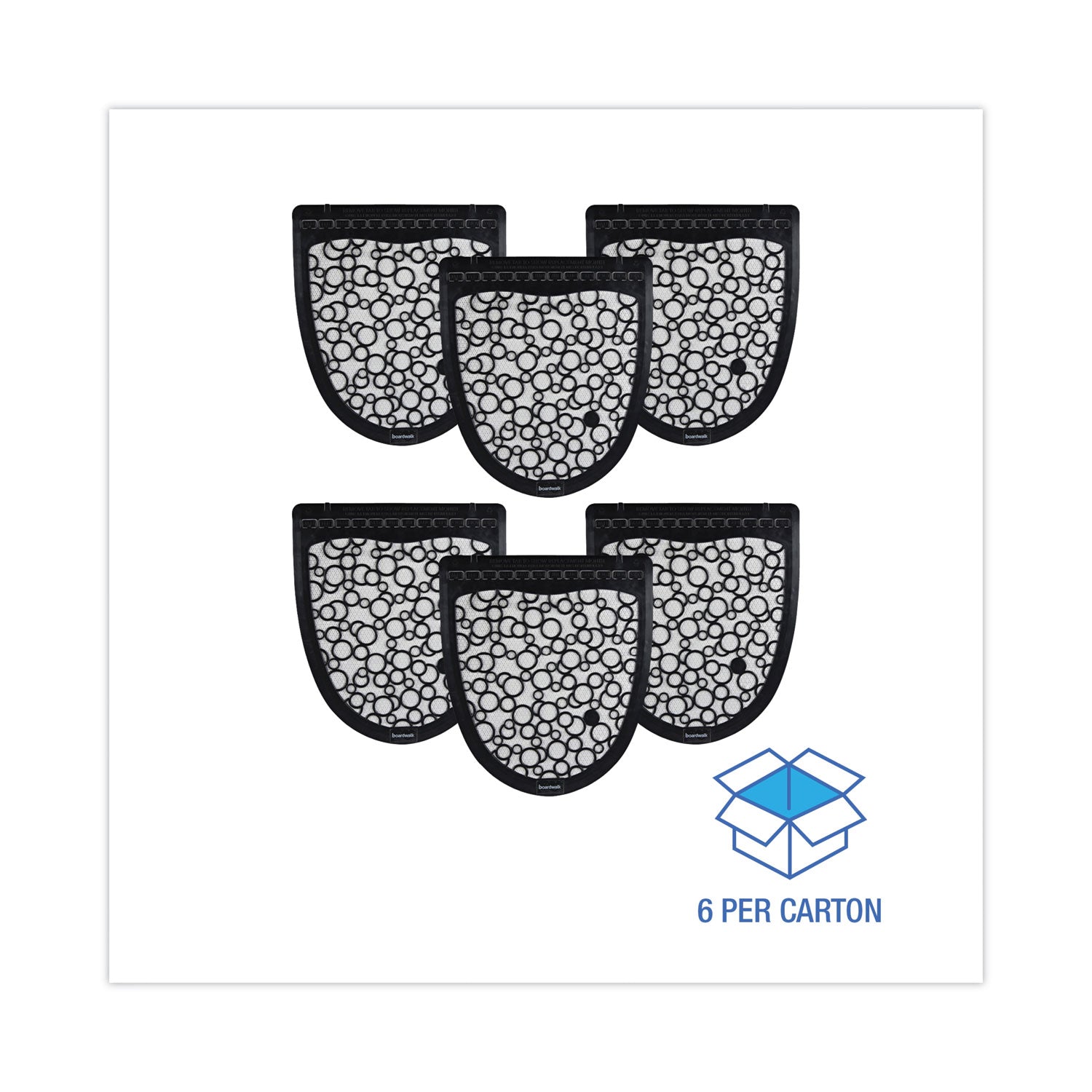 Boardwalk Urinal Mat 2.0, Rubber, 17.5 x 20, Black/White, 6/Carton