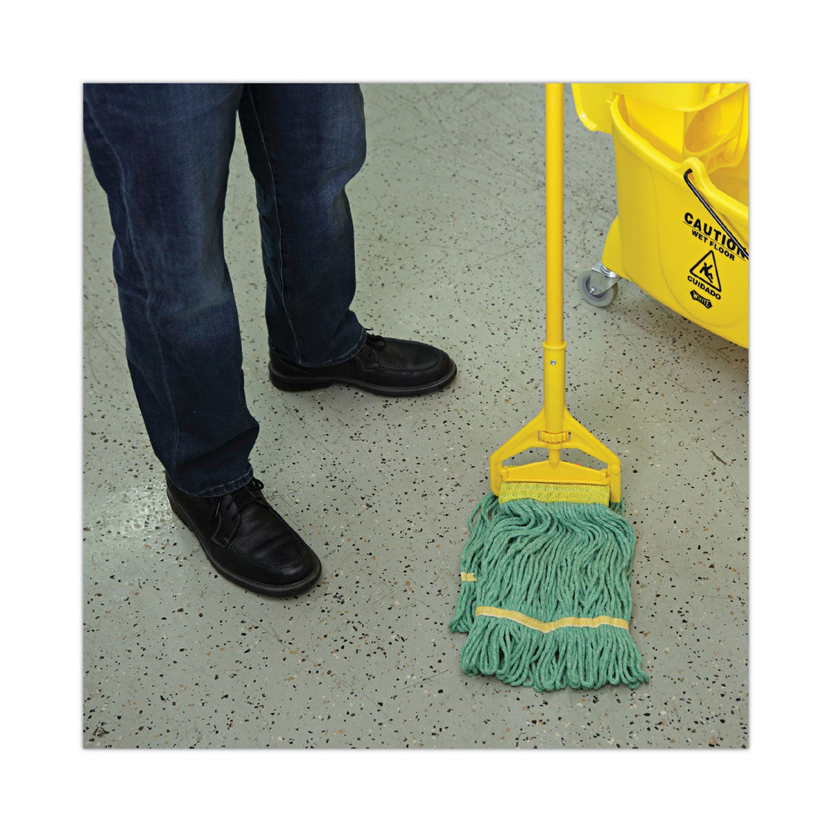 Boardwalk Super Loop Wet Mop Head, Cotton/Synthetic Fiber, 5" Headband, Small Size, Green, 12/Carton