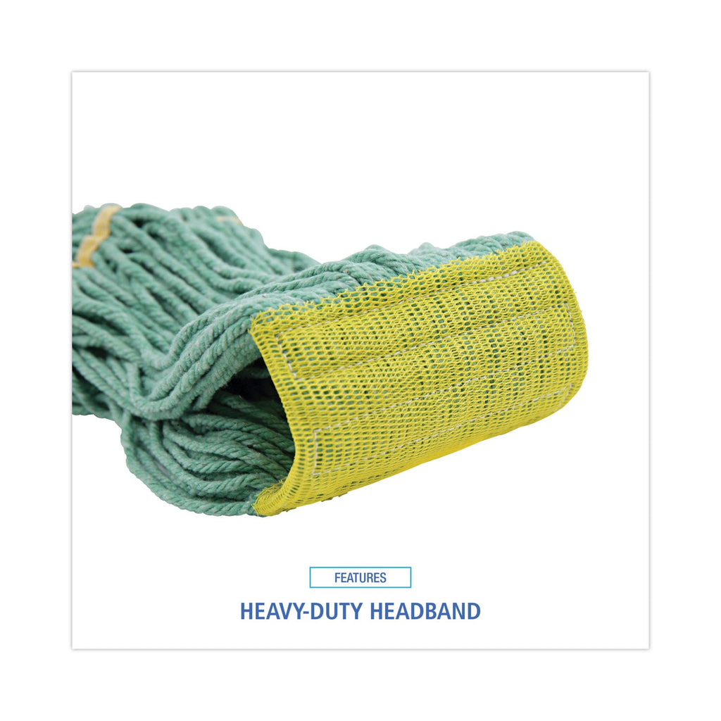 Boardwalk Super Loop Wet Mop Head, Cotton/Synthetic Fiber, 5" Headband, Small Size, Green, 12/Carton