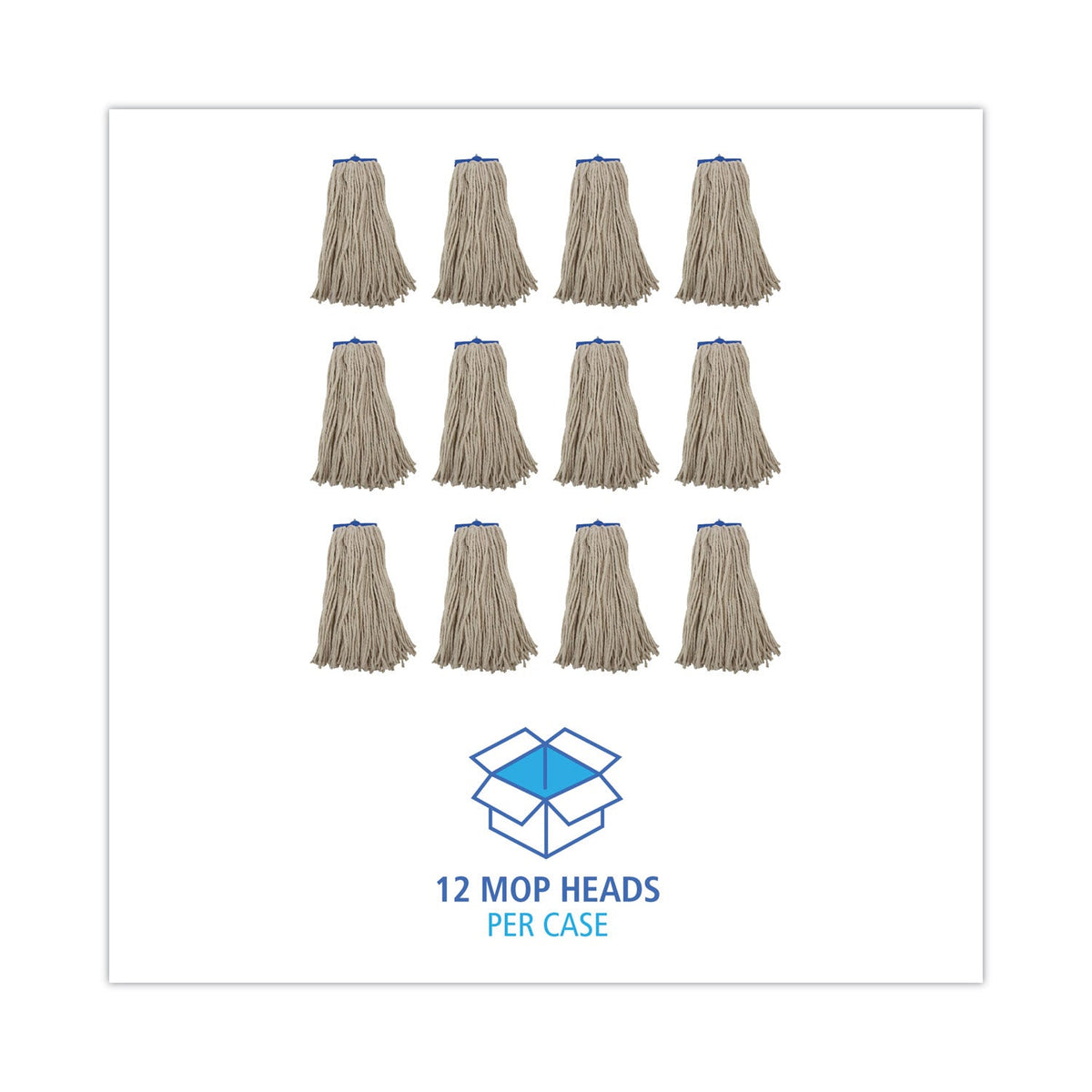 Boardwalk Cut-End Lie-Flat Wet Mop Head, Cotton, 16oz, White, 12/Carton