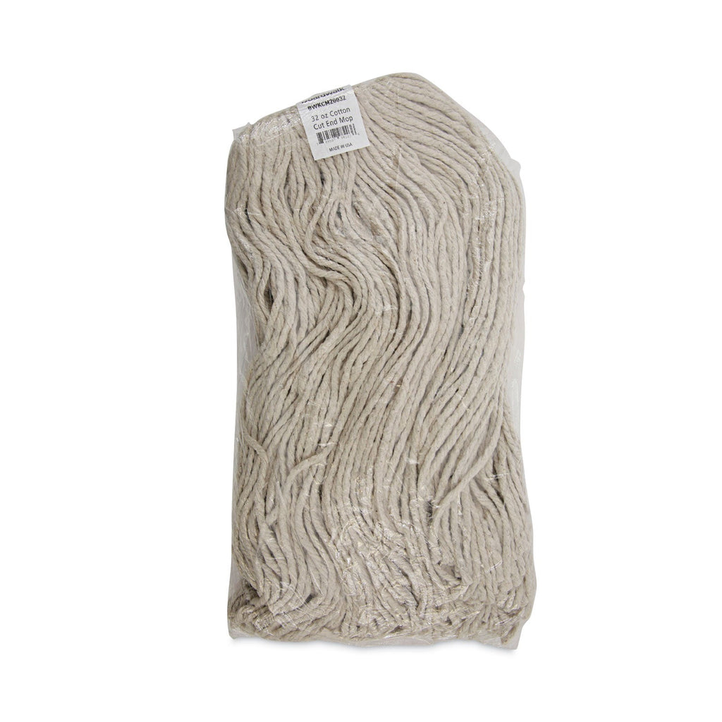 Boardwalk Mop Head, Economical Lie-Flat Head, Cotton Fiber, 32oz, White, 12/Carton