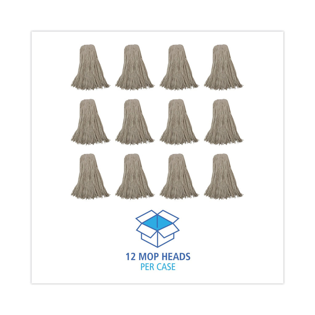 Boardwalk Mop Head, Economical Lie-Flat Head, Cotton Fiber, 32oz, White, 12/Carton