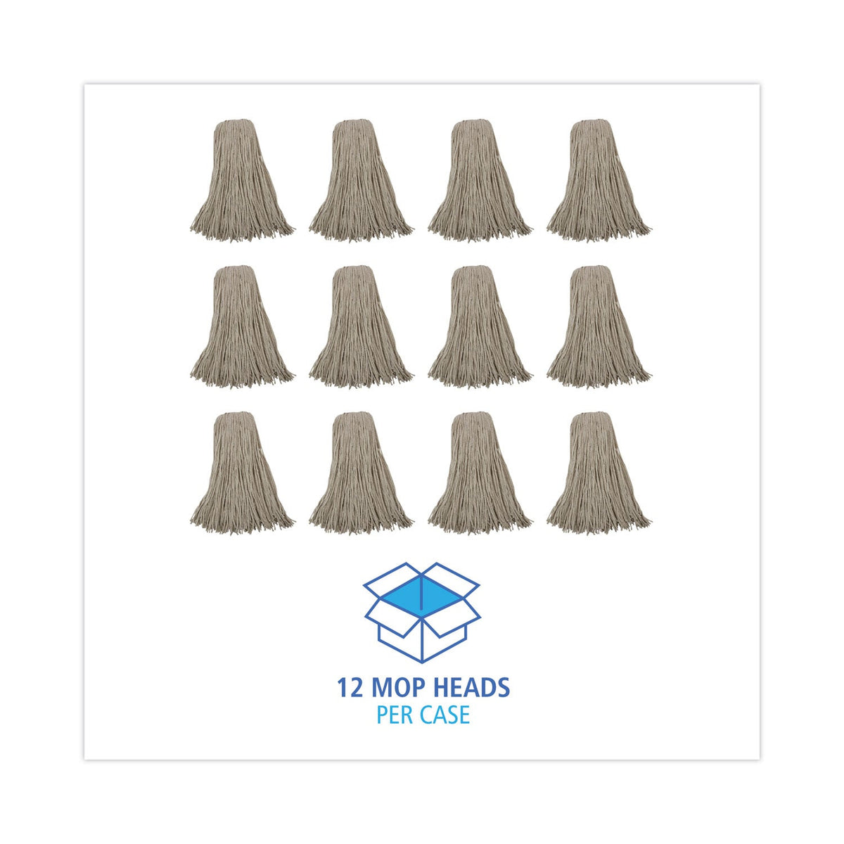 Boardwalk Mop Head, Economical Lie-Flat Head, Cotton Fiber, 32oz, White, 12/Carton