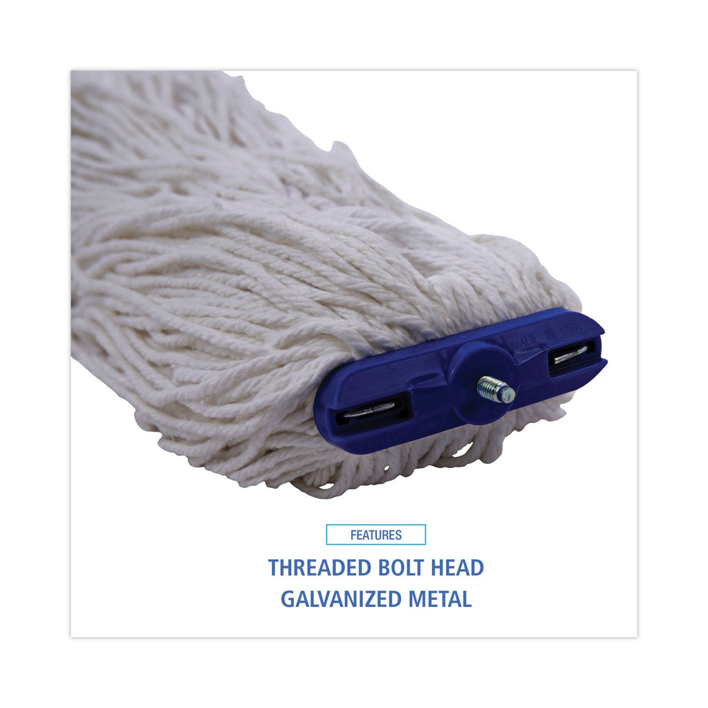 Boardwalk Mop Head, Economical Lie-Flat Head, Rayon Fiber, 32-Oz., White, 12/Carton