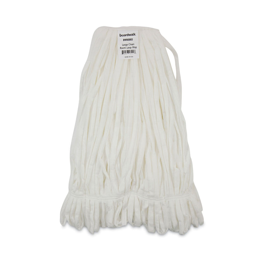Boardwalk Mop Head, Looped, Enviro Clean With Tailband, Large, White, 12/Carton