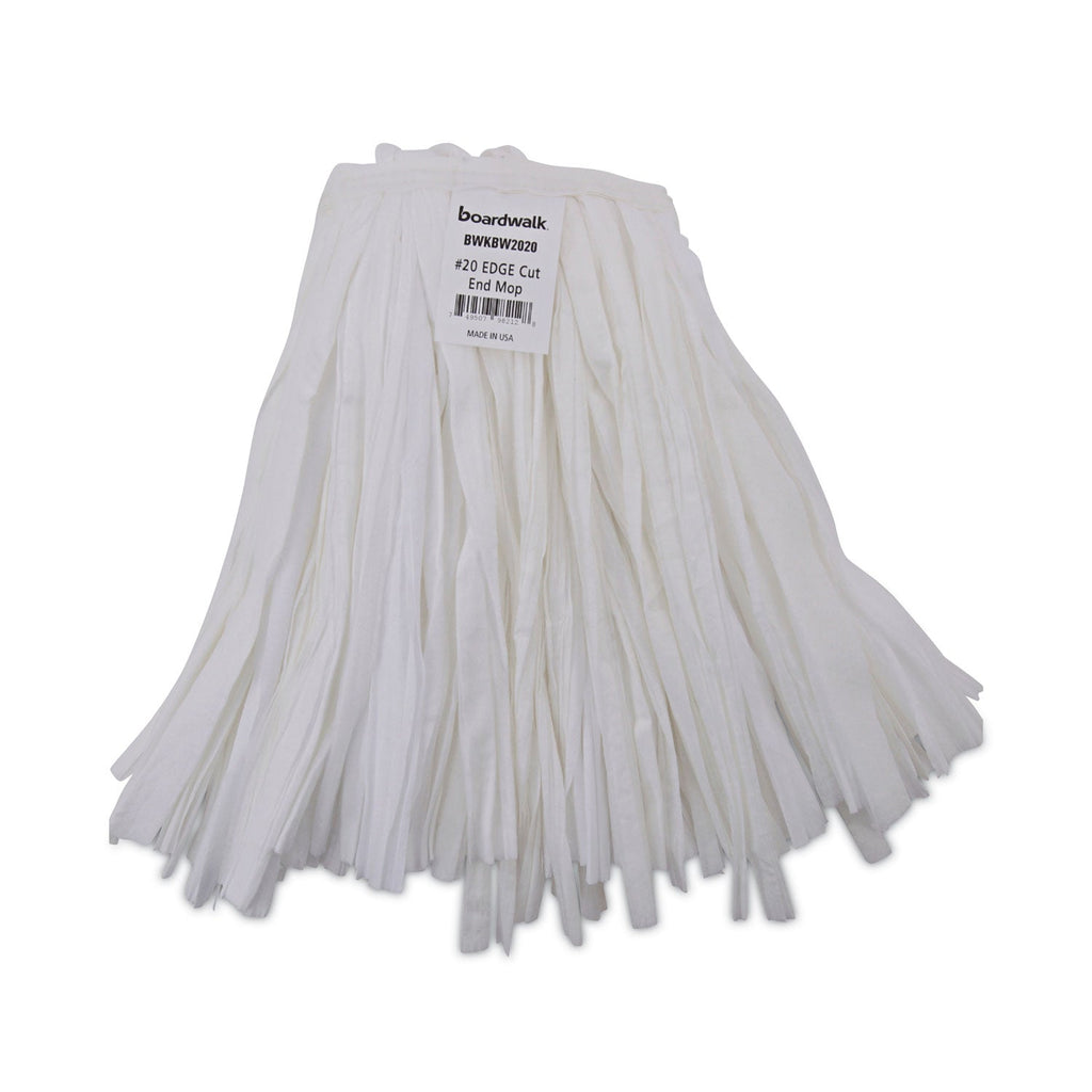 Boardwalk Nonwoven Cut End Edge Mop, Rayon/Polyester, #20, White, 12/Carton