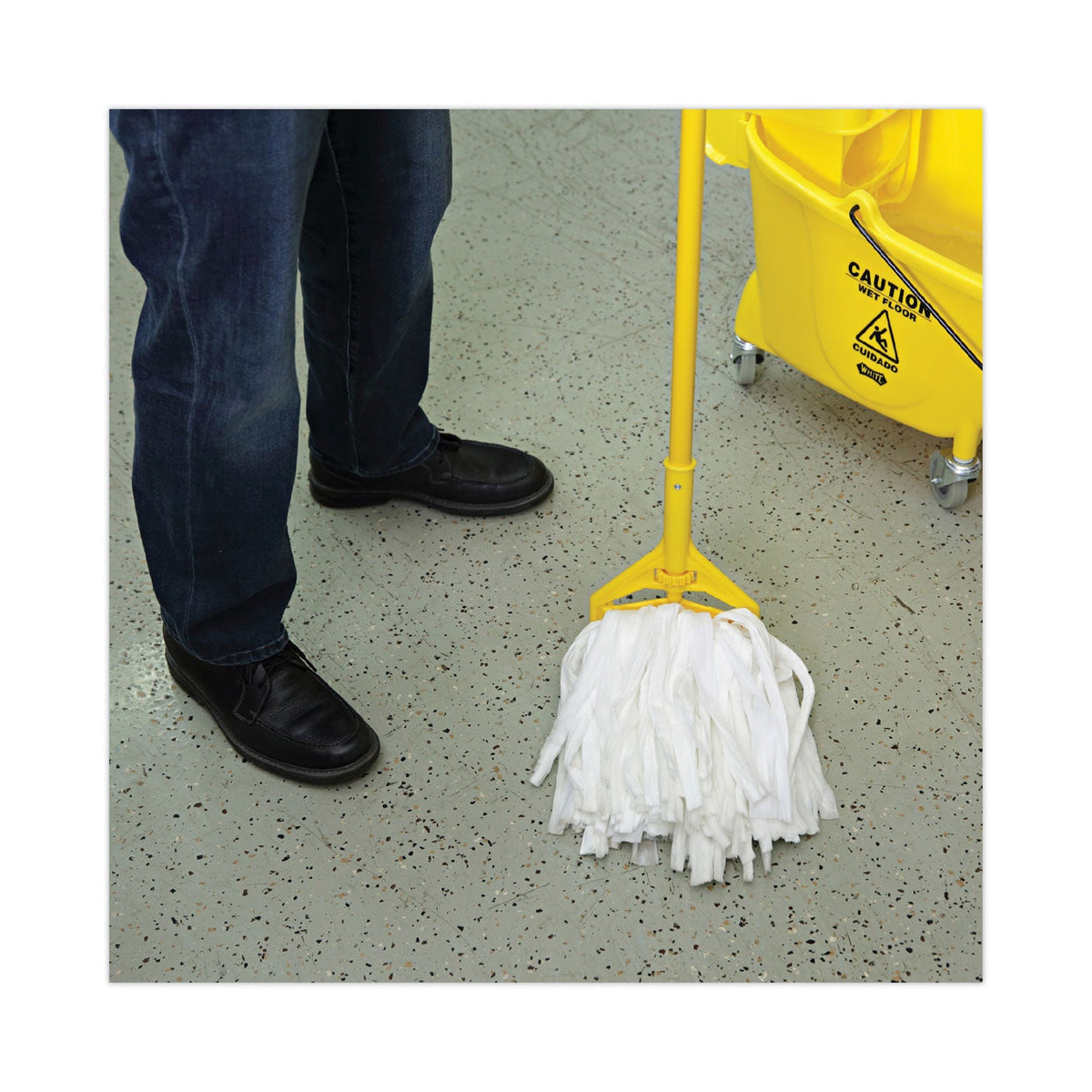 Boardwalk Nonwoven Cut End Edge Mop, Rayon/Polyester, #20, White, 12/Carton