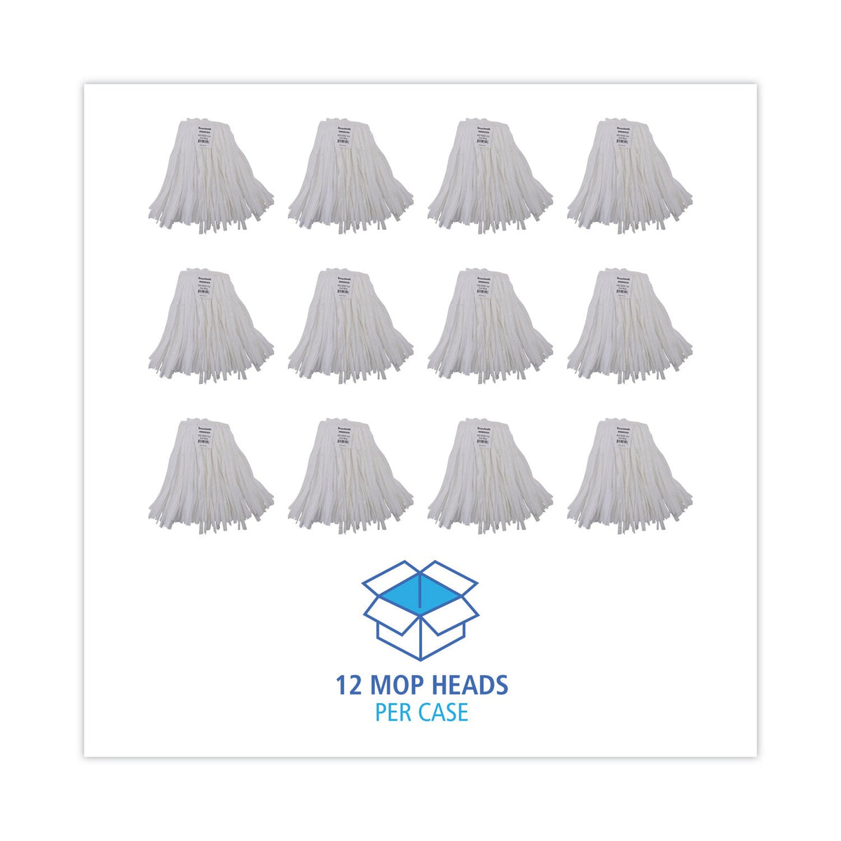 Boardwalk Nonwoven Cut End Edge Mop, Rayon/Polyester, #20, White, 12/Carton