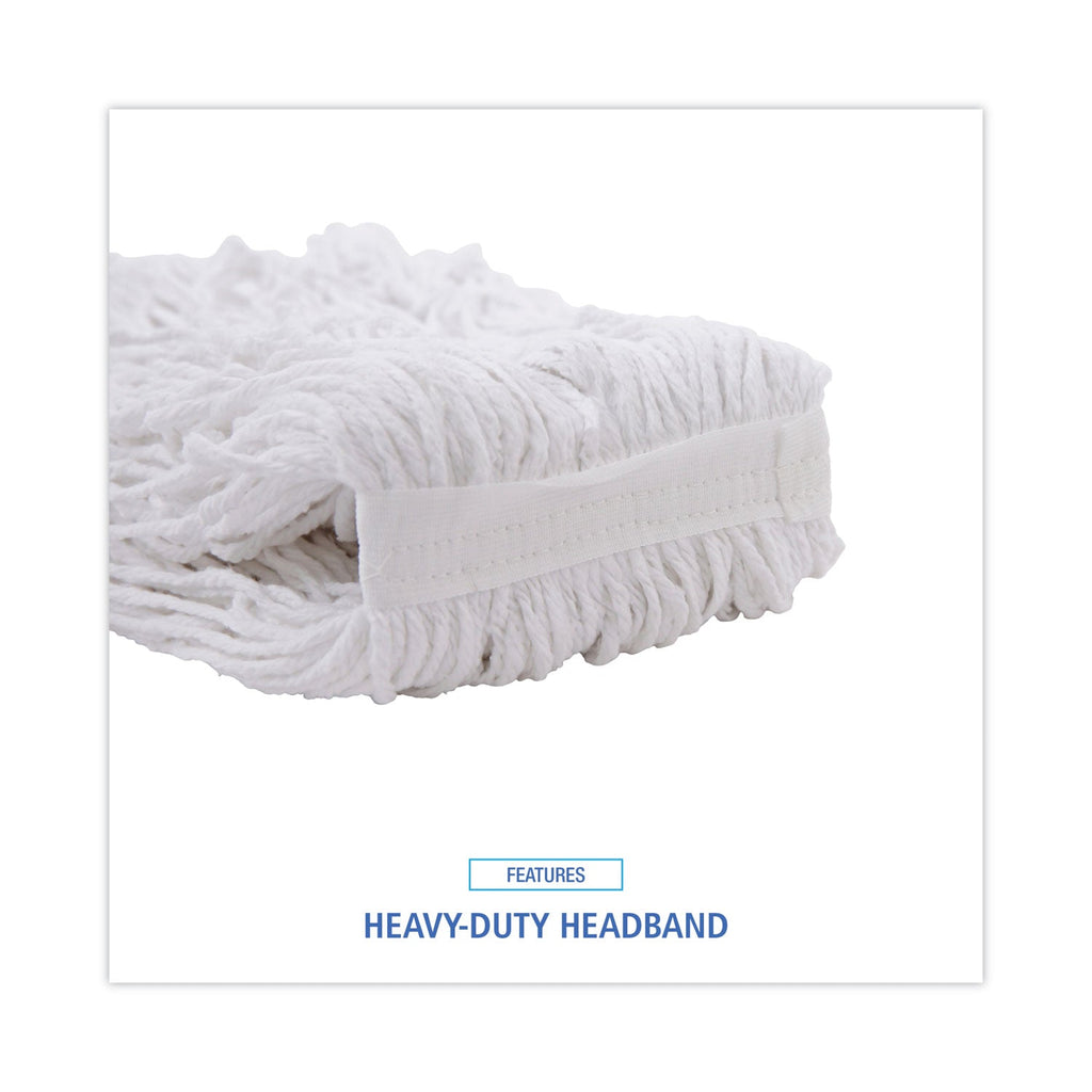 Boardwalk Banded Rayon Cut-End Mop Heads, #24, White, 1.25" Headband, 12/Carton