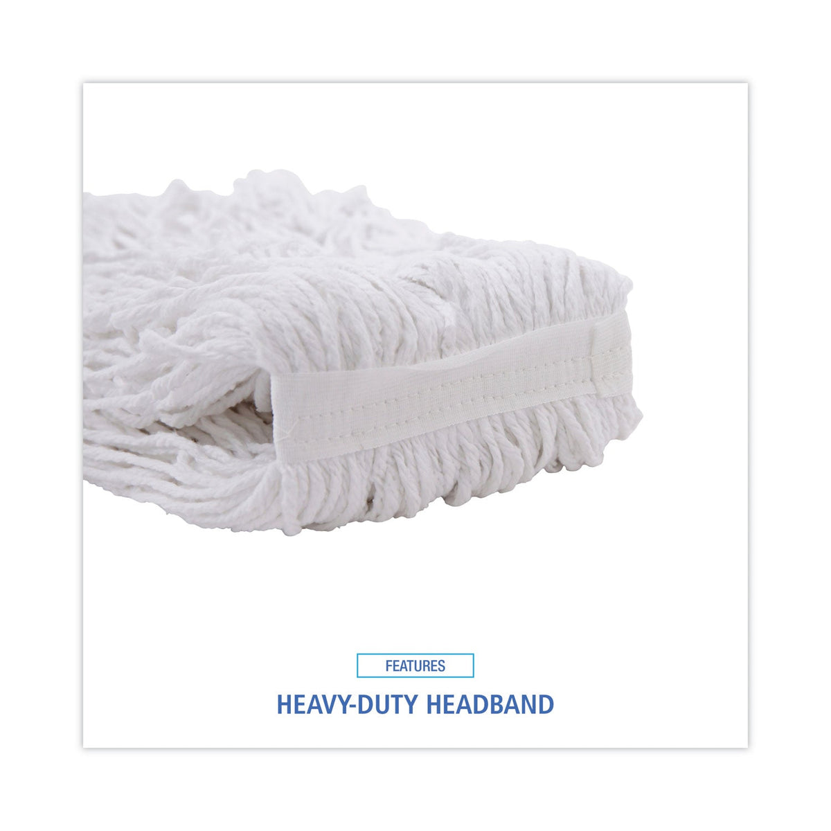 Boardwalk Banded Rayon Cut-End Mop Heads, #24, White, 1.25" Headband, 12/Carton