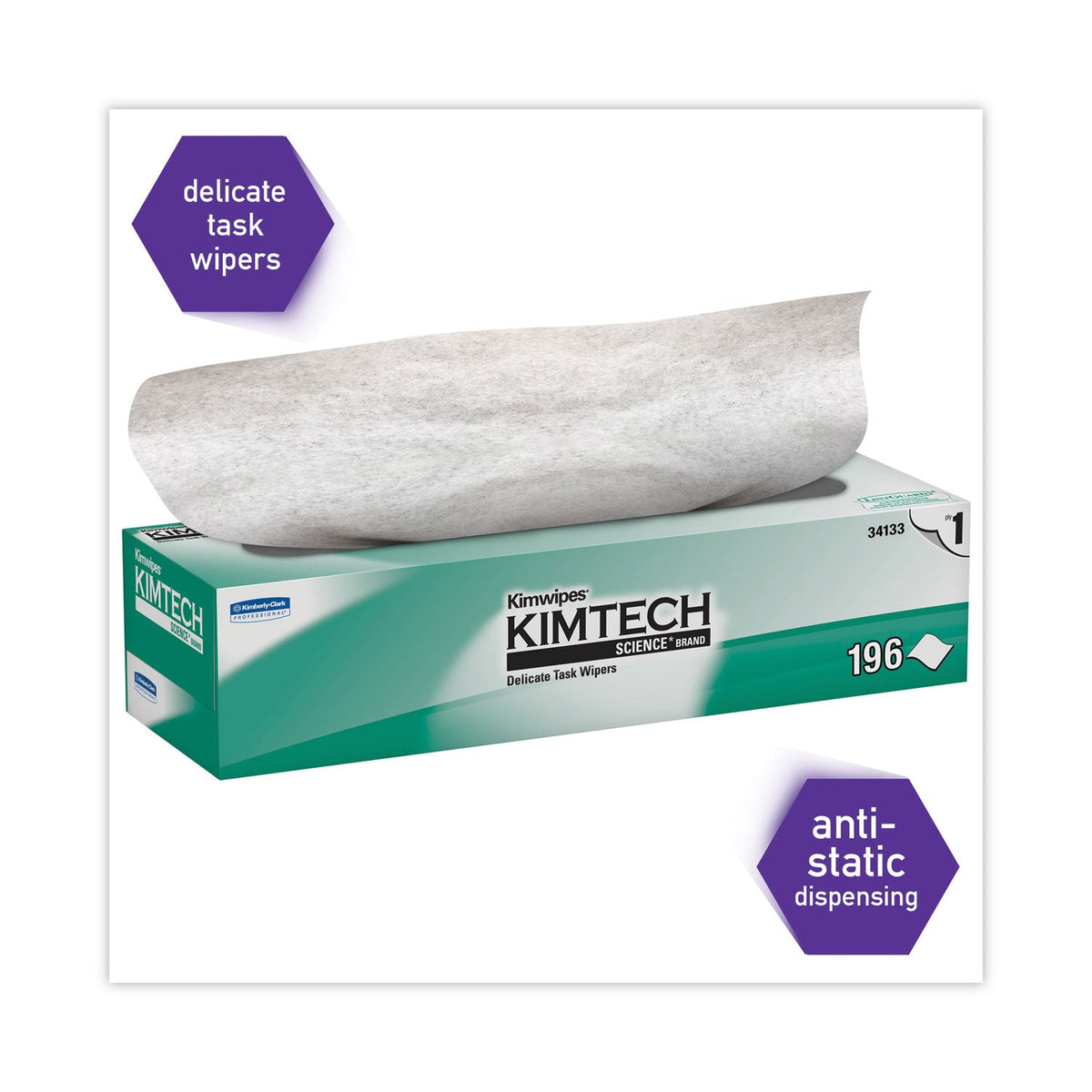 Kimtech Kimwipes Delicate Task Wipers, 1-Ply, 11.8 x 11.8, 198/Box, 15 Boxes/Carton