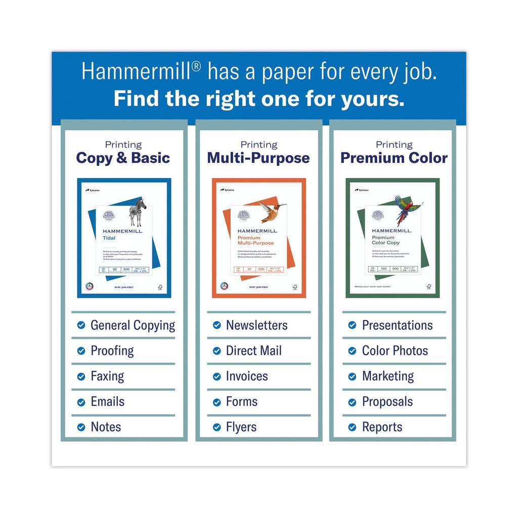 Hammermill Tidal Print Paper Express Pack, 92 Bright, 20 lb Bond Weight, 8.5 x 11, White, 2,500 Sheets/Carton