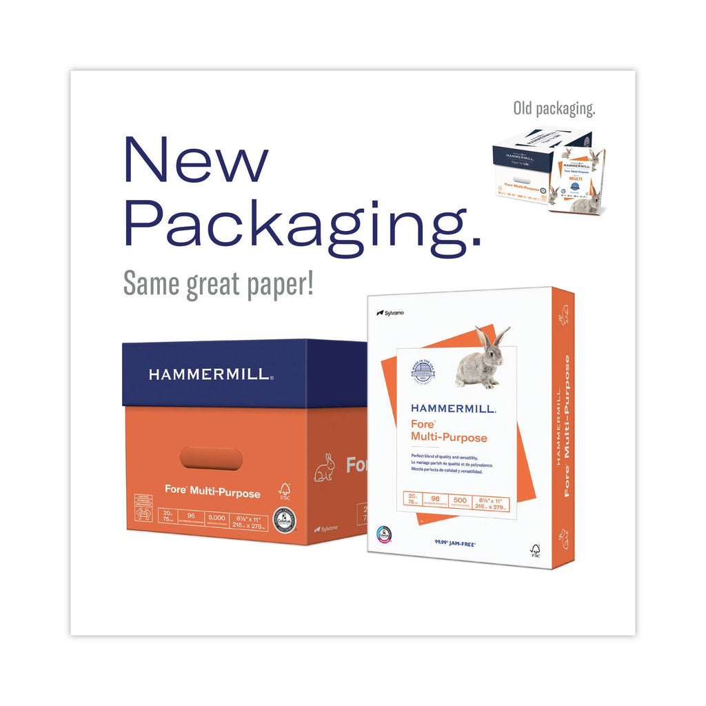 Hammermill Fore Multipurpose Print Paper, 96 Bright, 20 lb Bond Weight, 8.5 x 14, White, 500/Ream