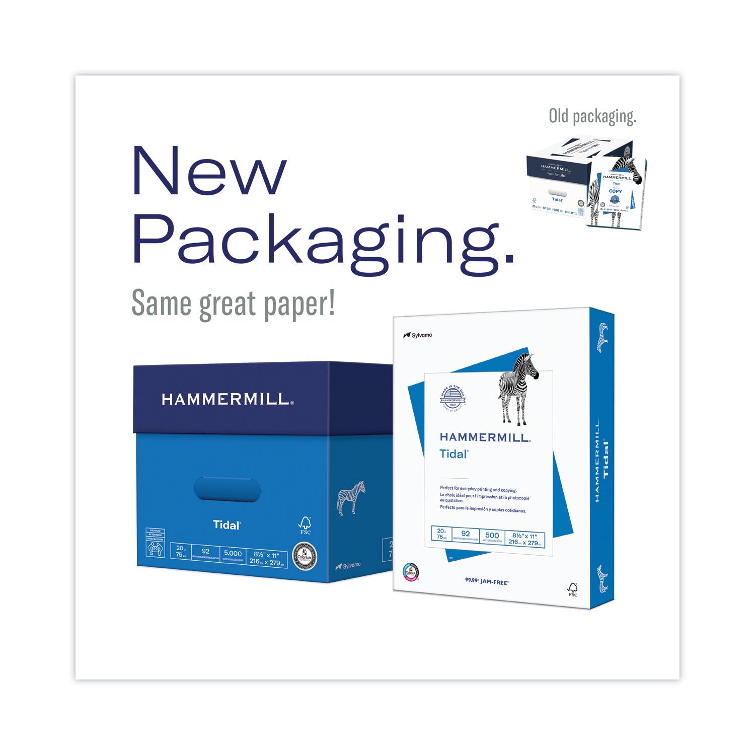 Hammermill Tidal Print Paper Express Pack, 92 Bright, 20 lb Bond Weight, 8.5 x 11, White, 2,500 Sheets/Carton